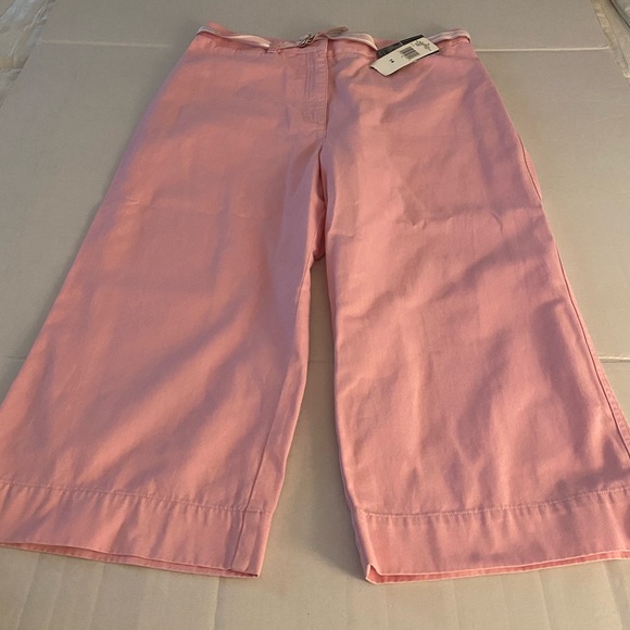 Lauren Jeans Co Pink Cotton Capris Size 14 Ralph Lauren Pink Wide-Leg Pants NWT - Picture 1 of 6